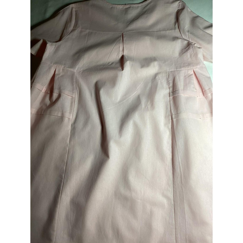 Pink Cotton Minimalist Dress Women Size Small Short Sleeve Maxi - Picture 5 of 8